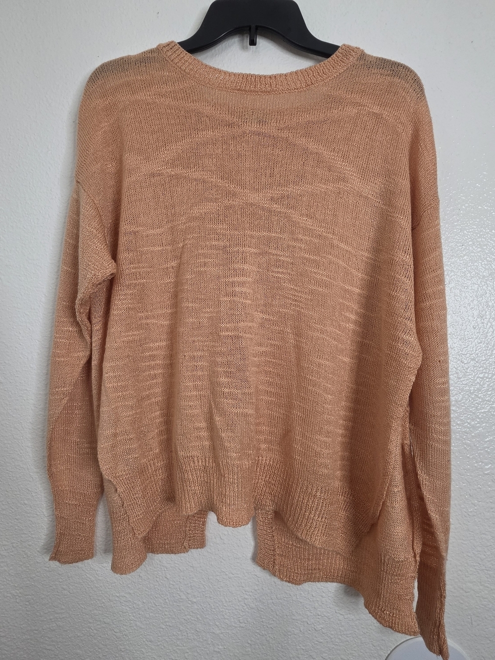 Gianni Bini Coral Peach Knit Sweater Large Split Open Back Lightweight Pullover